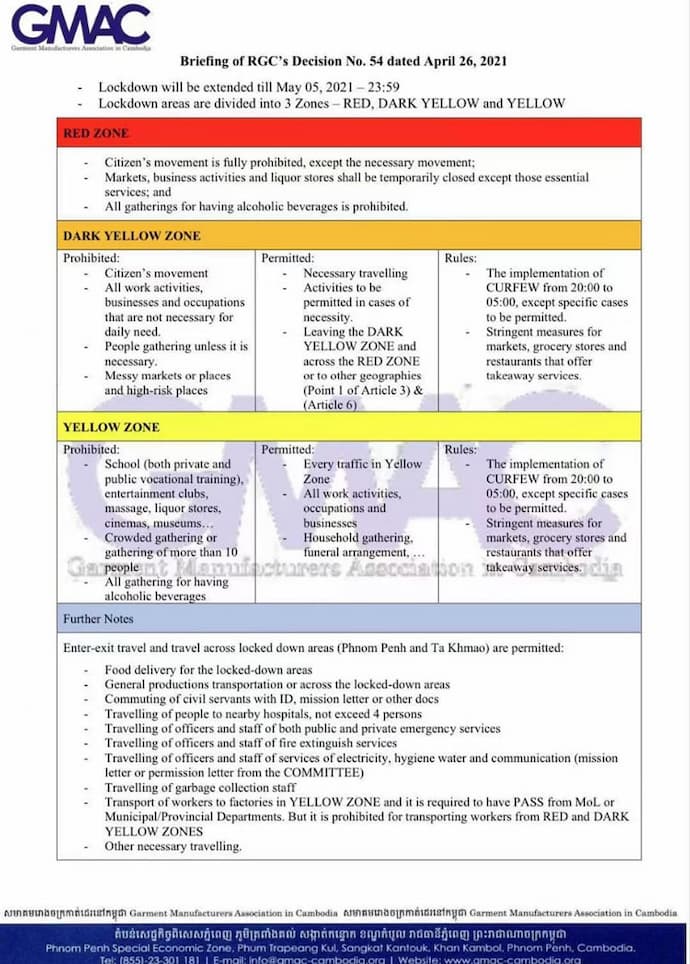 Restrictions are in the Phnom Penh Zones
