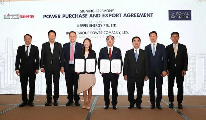 Kith Meng, Chairman of the Royal Group, RGP’s parent company and Cindy Lim, chief executive officer of Keppel Infrastructure (KI)