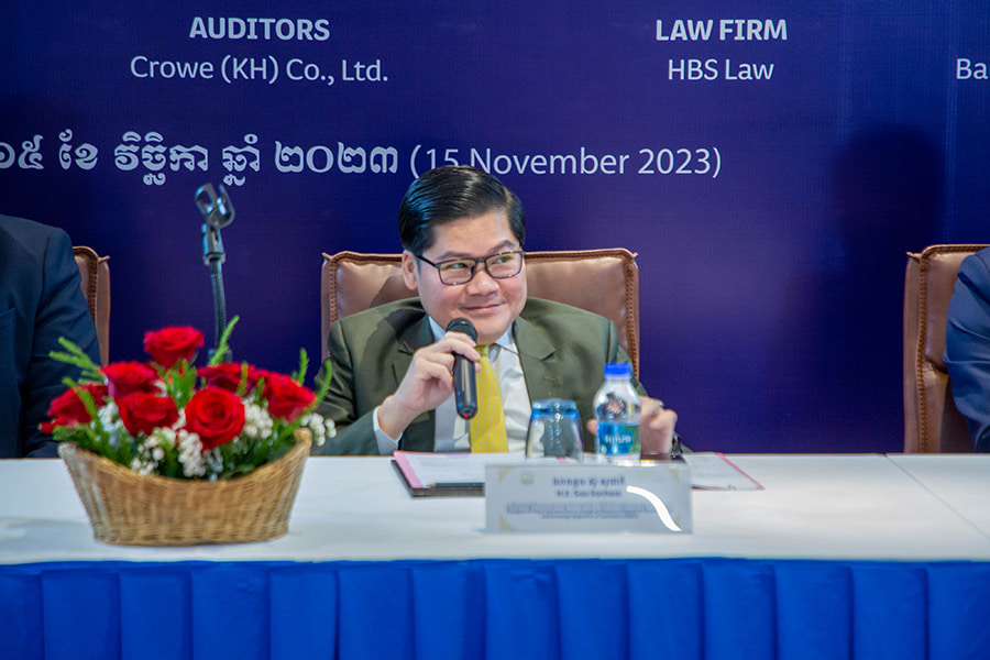 H.E. Sou Socheat (SERC) speaking at the BAMC Asia Equity Fund launch