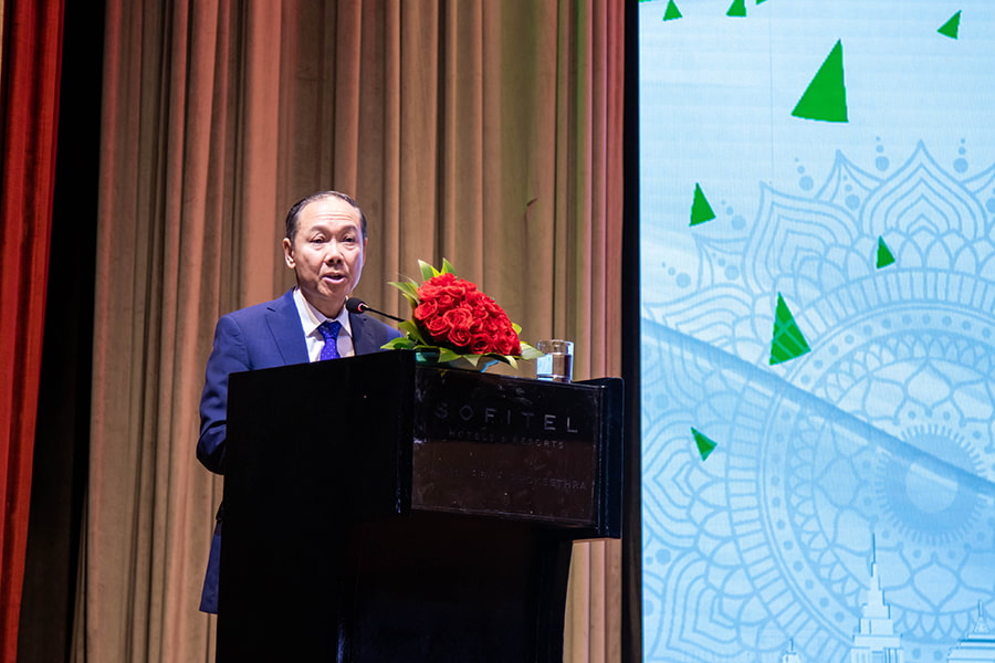 H.E. Pich Rithi, Secretary of State at the Ministry of Commerce, speaking at the IBCC launch.
