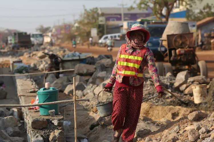 Construction workers in Cambodia